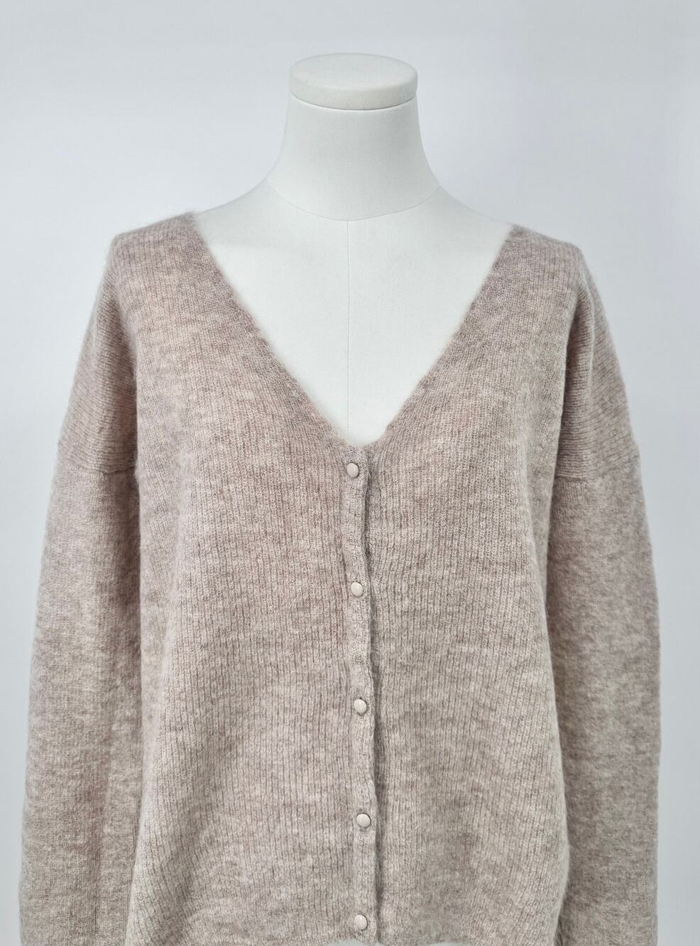 Sezane Gaspard Cardigan Sweater Brown Tan Mohair Alpaca Knit M